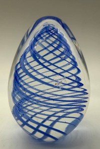Blue Spiral Art Glass Paperweight