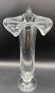 Jack in the Pulpit Clear Art Glass Vase