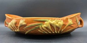 Roseville Pottery Console Bowl With Handles - Freesia 469-14