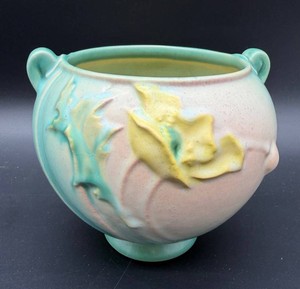 Vintage Roseville Poppy 642-4 Art Pottery Bowl
