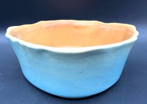 Vintage Roseville Pottery Bowl - USA - Matte Blue Florane