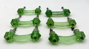 Vintage Green Glass Drawer Pulls - Set of 6 - 3 on Center #2