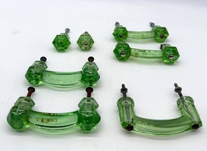 Vintage Green Glass Cabinet Pulls and Knobs