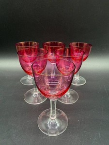 Vintage Pink Stemmed Cordial Glasses (Lot of 6)