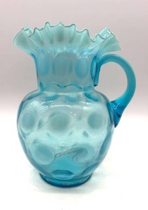 Vintage Fenton Opalescent Coin Dot Pitcher 9.5 Inch