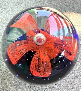 Art Glass Floral Paperweight