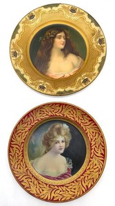 Antique Tin Portrait Plates (Lot of 2)