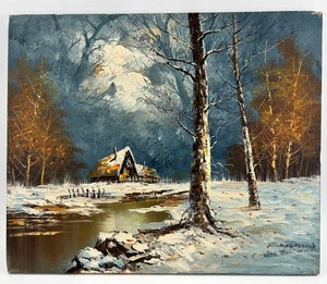 Signed - Bangman - Winter Landscape Oil Painting