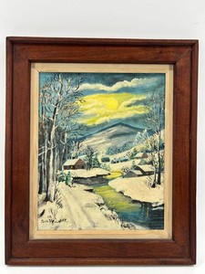 Sue Reiser - Signed - Winter Landscape Painting - Oil on Board