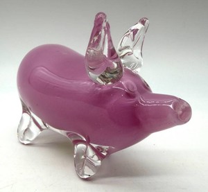 Ron Hinkles Glass Pink Pig Sculpture