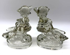 LE Smith the Swan Girls Glass Bookends Pair 8 in