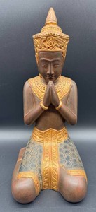 Artisans Dangkor - Praying Figure - Buddha - Wood Statue