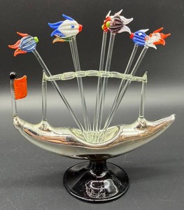 Art Glass Gondola Cocktail Pick Set 7-Piece