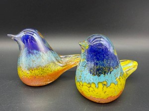 Art Glass Bird Figurines (Lot of 2) Multi Colored