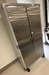 UltraHD Seville Classics Metal Cabinet with two doors and shelving. On wheels (L-Kitchen)