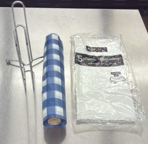 paper towel holder roll of tablecloth runner, one plastic tablecloth (L-Kitchen)