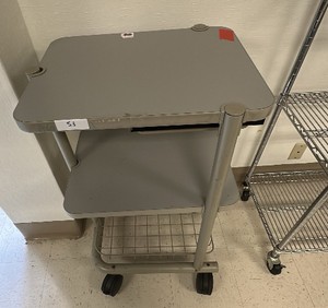 Gray rolling cart with shelf, basket and drawer (L-Kitchen)