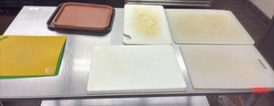 NSF cutting trays with brown serving trays (L-Kitchen)