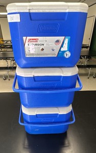 Coleman excursion cooler with handle, 16 quart, Blue & White, lot of 3 (L-Kitchen)