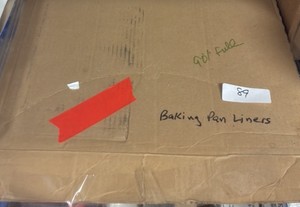 Baking pan liners 90% full