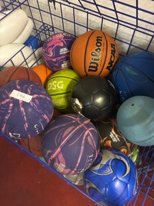 basketballs and soccer balls (Gym)