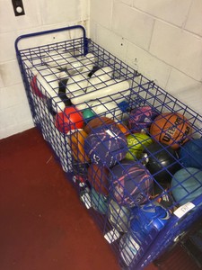 rack that holds balls items in rack not included (Gym)