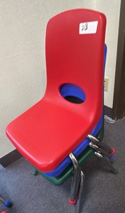ECR 4 Kids, stackable preschool chairs, set of 3, green blue and red