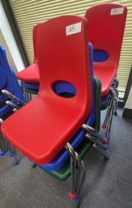 ECR 4 Kids, stackable preschool chairs, set of 3, green blue and red