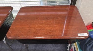 Virco Lift-Lid Student Desk, Walnut Laminate Top with Metal Book Box