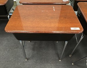 Virco Lift-Lid Student Desk, Walnut Laminate Top with Metal Book Box