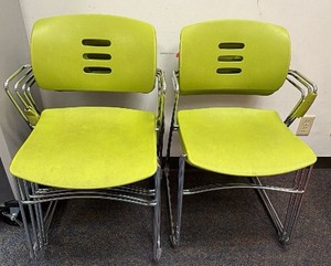 7 green chairs