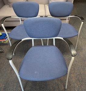 3 blue chairs