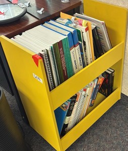 yellow bookshelf