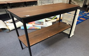 table with side storage white containers