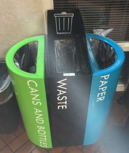 Trash, paper, cans and bottles trash bin
