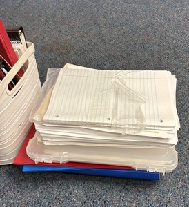 bin of office supplies