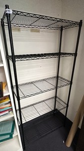Black metal shelving unit