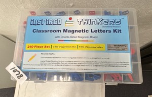 Inspired thinkers, classroom, magnetic letters kit with double-sided magnetic board. 240 piece set. 2 piece set