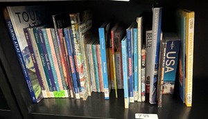 shelf of books TRAVEL