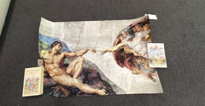 Lot of posters. Art history timeline  Declaration of Independence. Picasso Shakespeare. Andy Warhol. The last supper.
