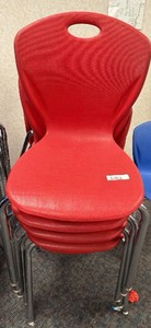 5 red chairs