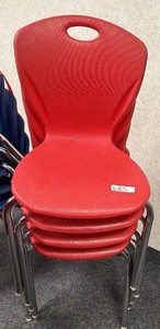 5 red chairs