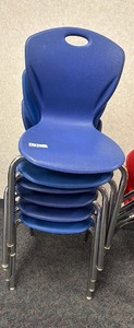 6 blue chairs