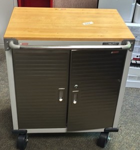 Wooden Rolling Metal Cart