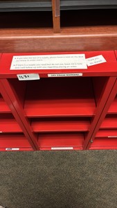 Red metal cabinet