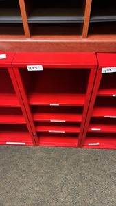 Red metal cabinet