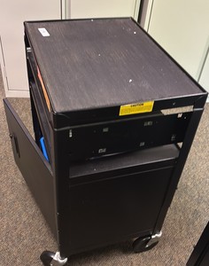cabinet with wheelsmoving cart with stuff in it