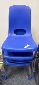 4 blue chairs