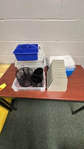 Lot of various containers and office organization supplies