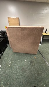 2 wood carpeted platforms